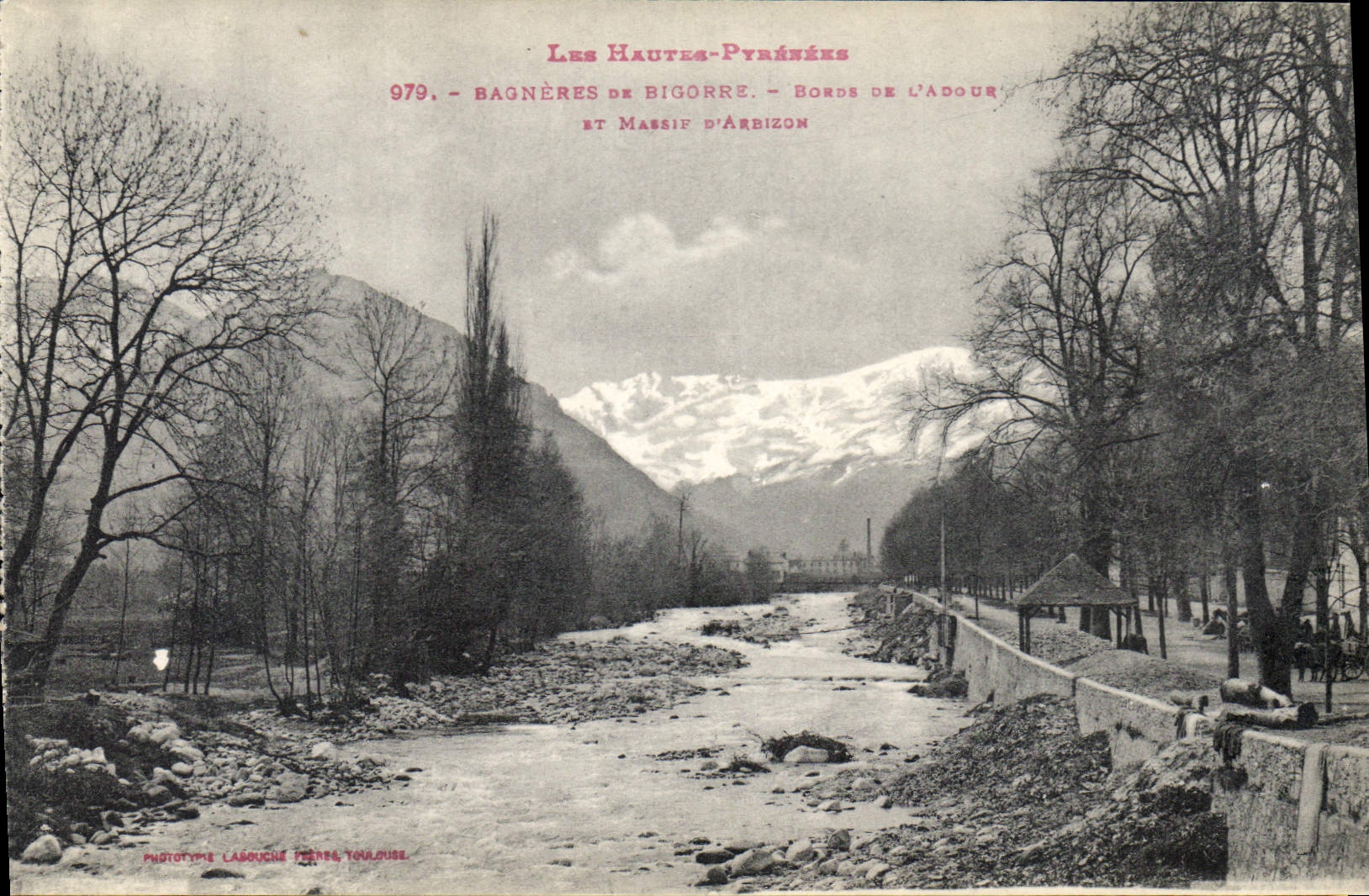Bagnères-de-Bigorre — Banks of the Adour and Arbizon Massif — Phototype Lassouche Frères, Toulouse, no. 979