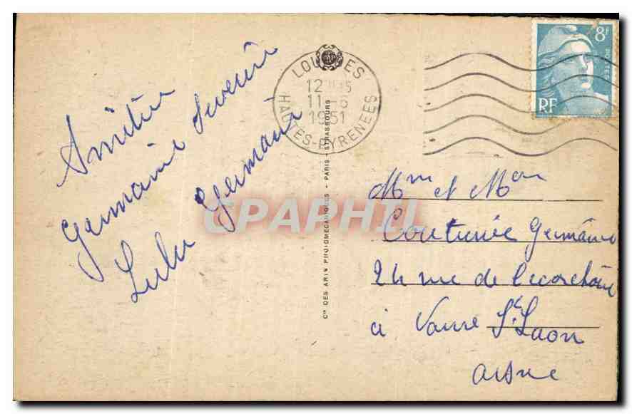 CPA Lourdes La Basilique et les Pyrenees  — Verso