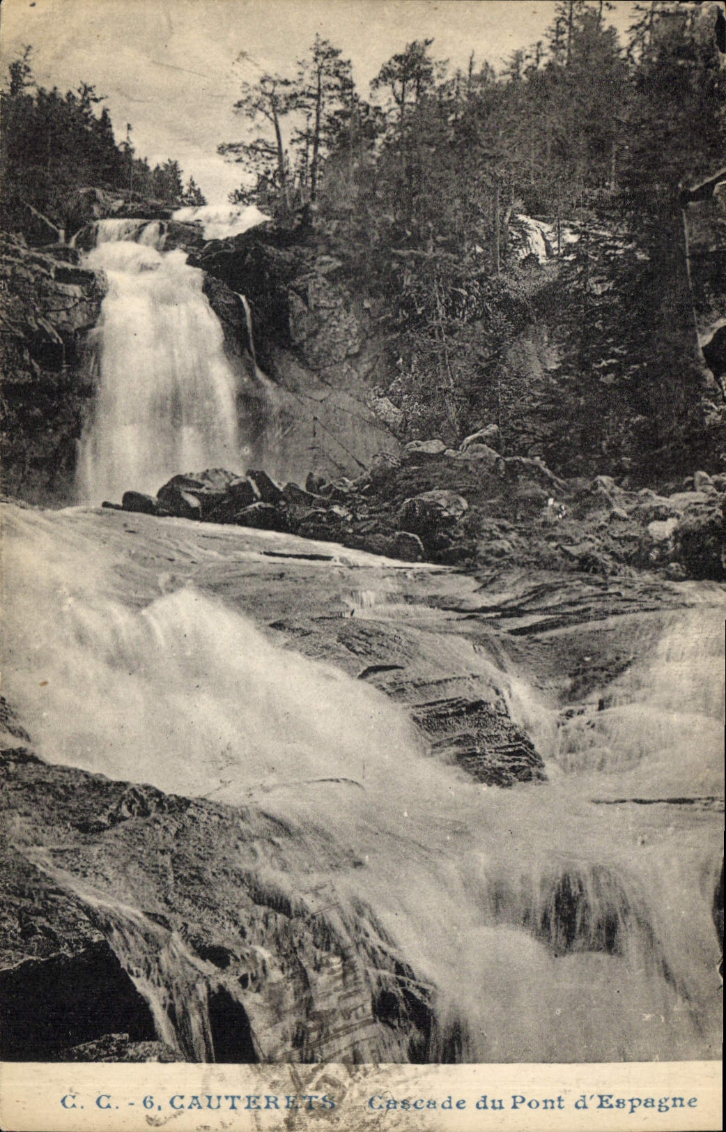 Cascades du Pont d'Espagne — Cauterets — C.C. -6, éditeur Carrache