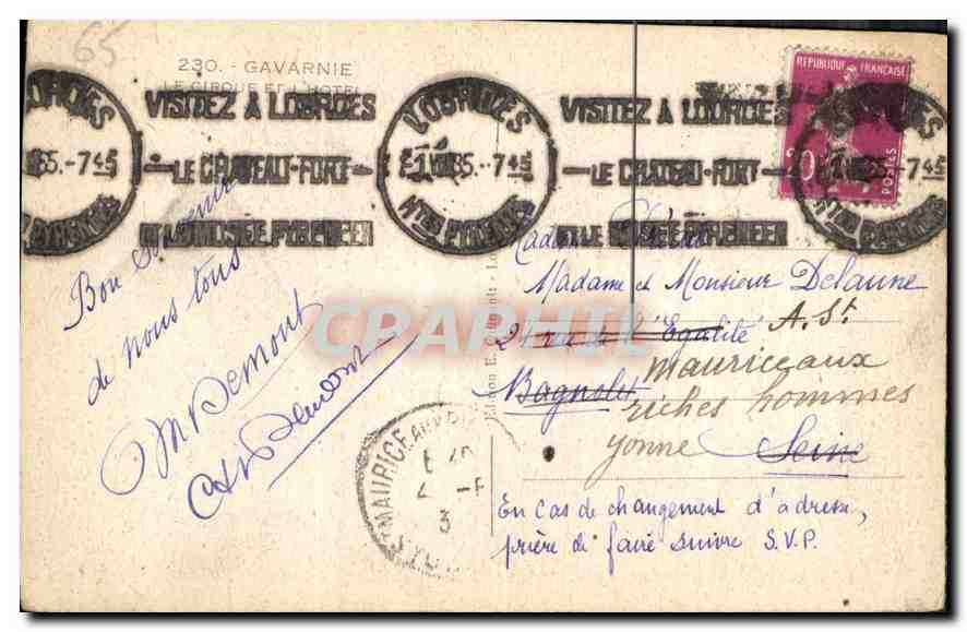 CPA Gavarnie Le Cirque et l'Hotel  — Verso
