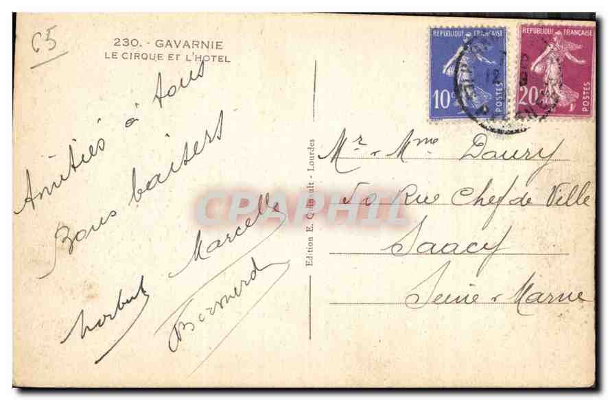 CPA Gavarnie Le Cirque et l'Hotel  — Verso