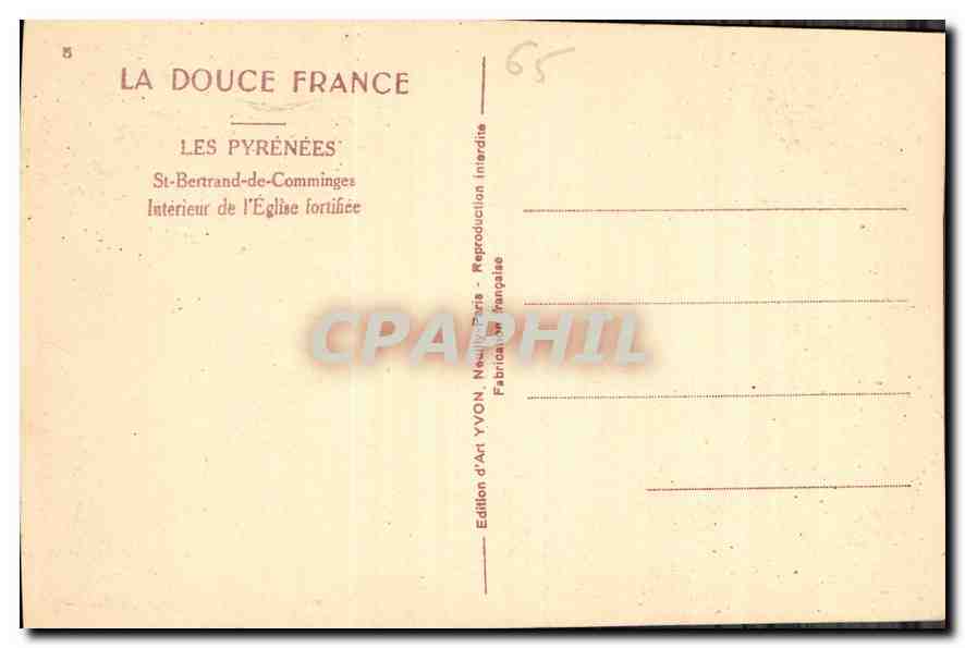 CPA Les Pyrenees St Bertrand de Comminges Interieur de l'Eglise fortifee  — Verso