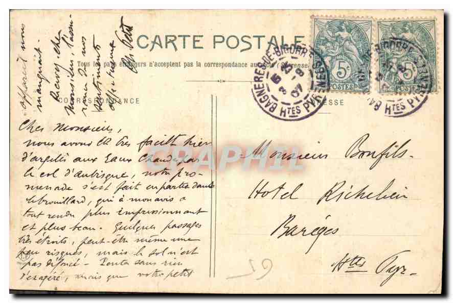 CPA Eaux Chaudes  — Verso