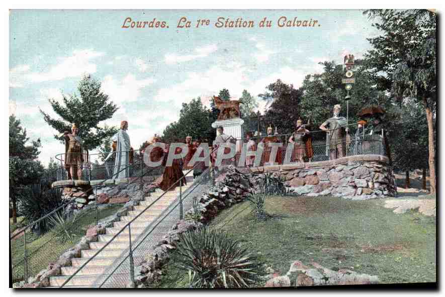 CPA Lourdes La 1re Station du Calvair 
