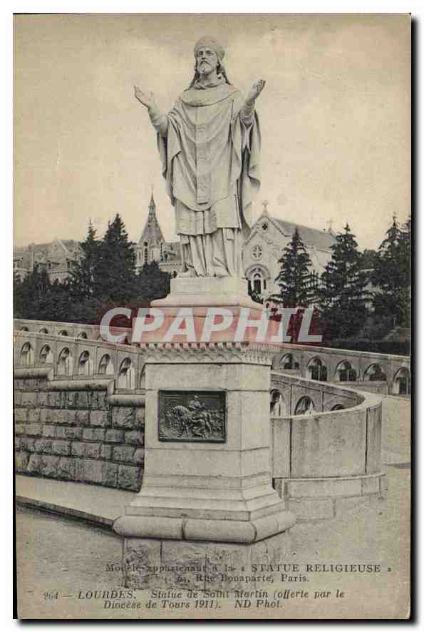 CPA Lourdes Statue de Saint Martin 