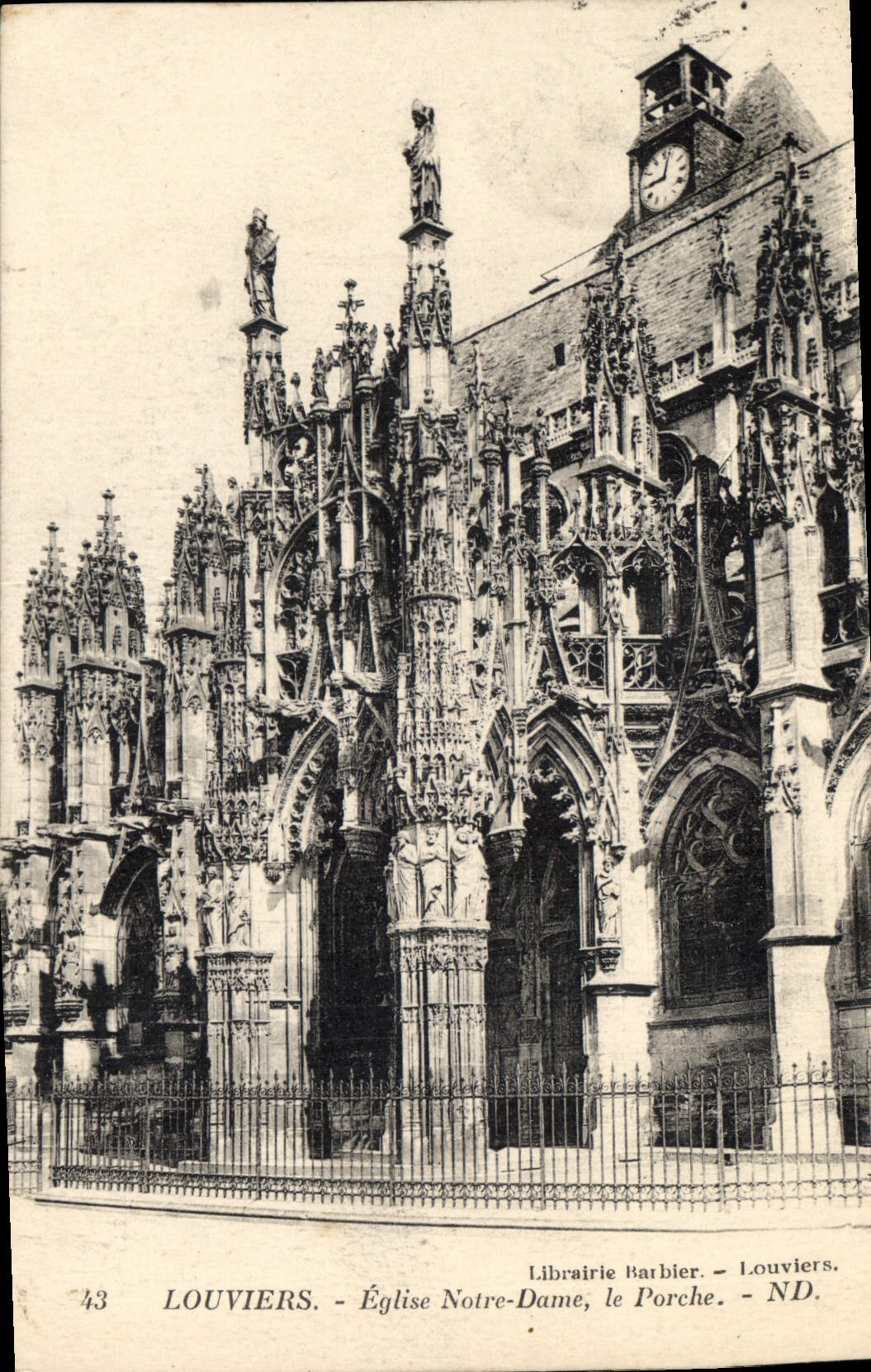 Louviers — Kirche Notre-Dame, der Portal — Buchhandlung Barbier