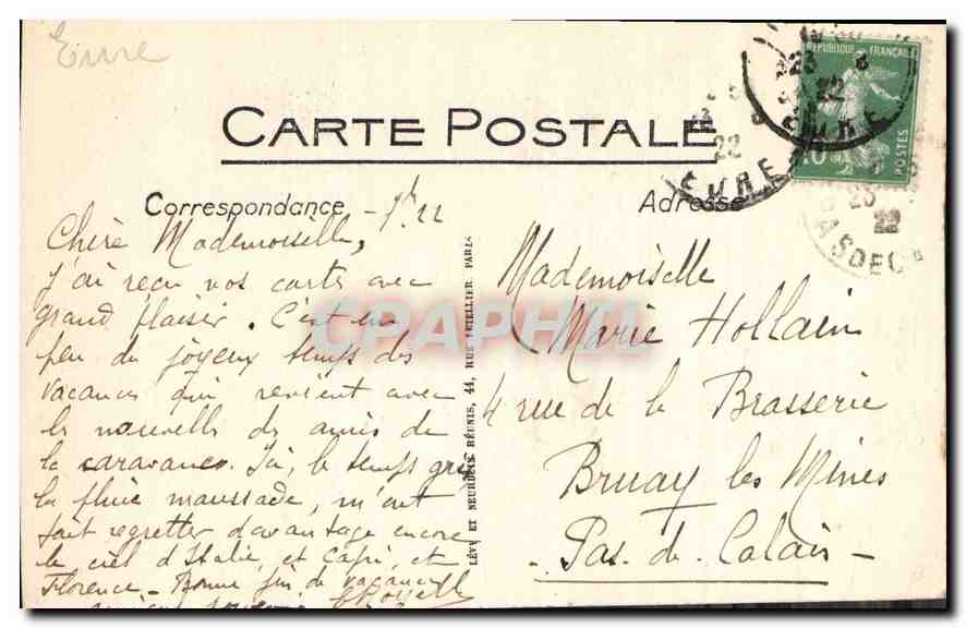 Louviers — Kirche Notre-Dame, der Portal — Buchhandlung Barbier — Rückseite
