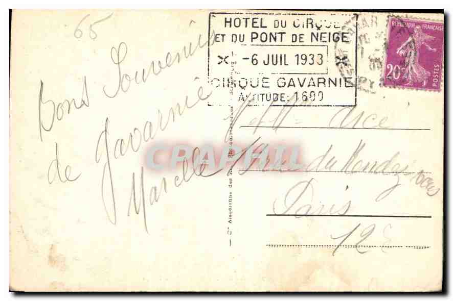 CPA Gavarnie Un Pont de Neige  — Verso