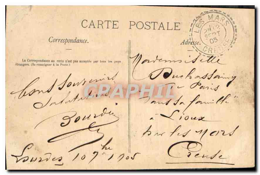 Lourdes — La Grotte Miraculeuse — Éditions Pyrénées Illustrées, n° 599 — Verso