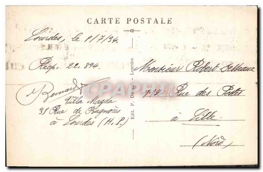 CPA Lourdes La Basilique et la Vierge Couronnee  — Verso