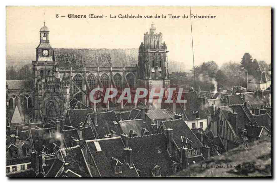 CPA Gisors Eure La Cathedrale vue de la Tour du Prisonnier 