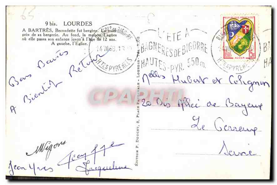CPA Lourdes A Bartres Bernadette fut bergere  — Verso