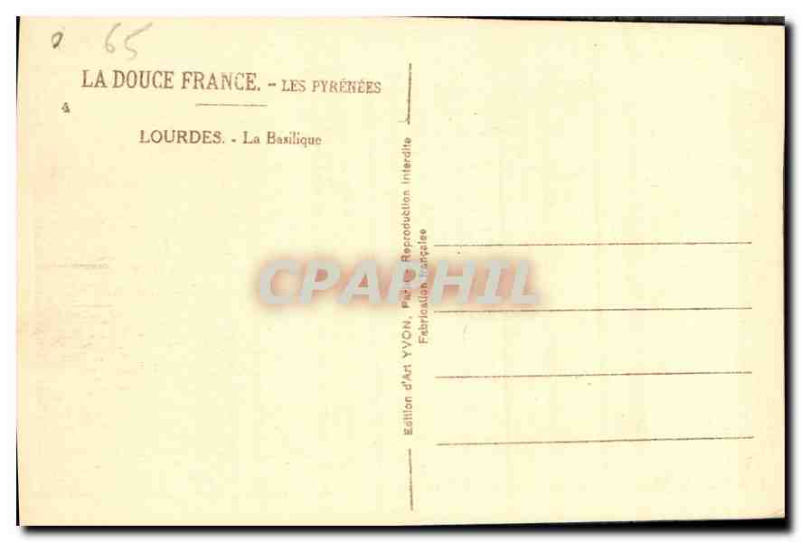 CPA Lourdes La Basilique  — Verso