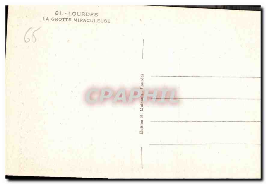 CPA Lourdes La Grotte Miraculeuse  — Verso