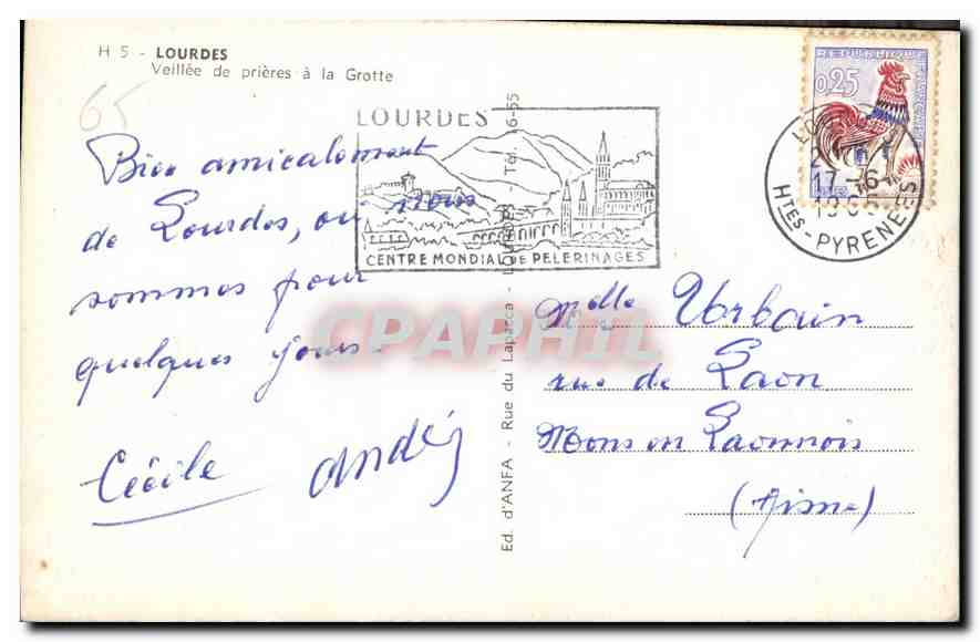 CPA Lourdes Vallee de prieres a la Grotte  — Rückseite