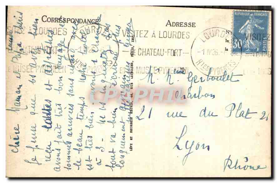 CPA Lourdes La Basilique et le Calvaire Breton  — Verso