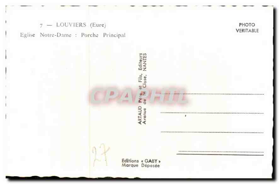 CPA Louviers Eure Eglise Notre Dame Porche Principal  — Rückseite