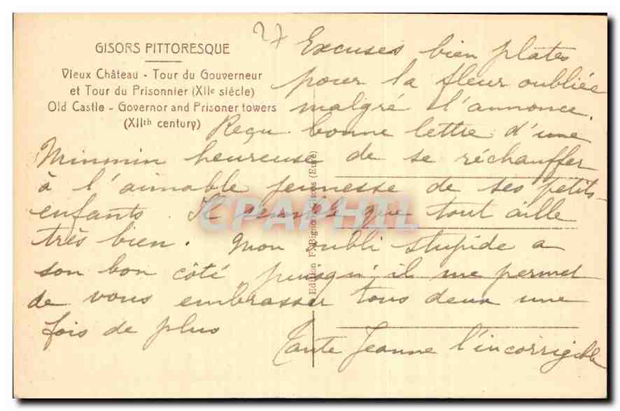 Gisors - Château pittoresque — Tour du Gouverneur et Tour du Prisonnier (XIIe siècle) — Bignon — Verso
