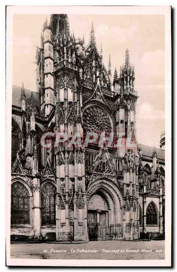 CPA Evreux La Cathedrale Transept et Portail Nord 