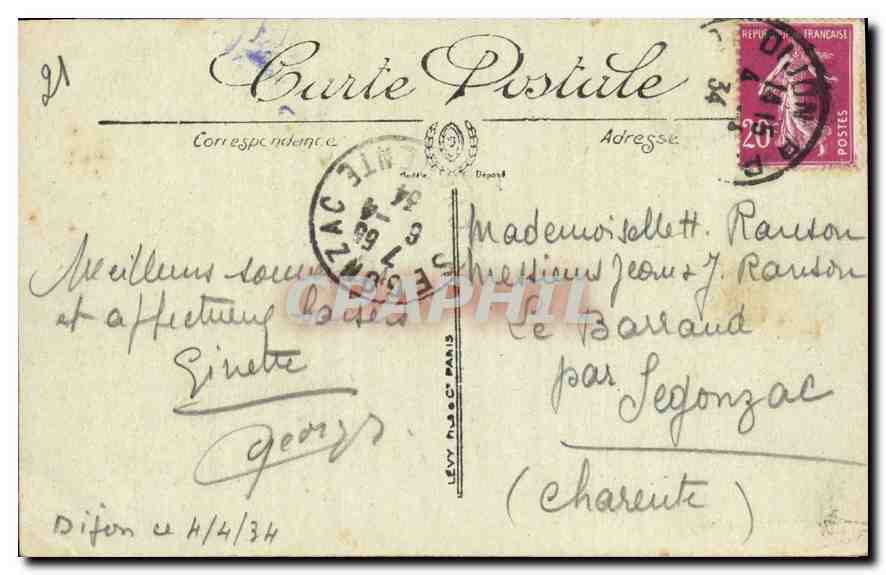 CPA Dijon Le Porche du Palais de Justice  — Rückseite