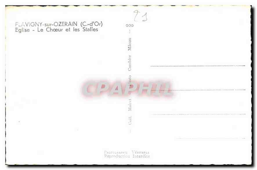 CPA Flavigny sur Ozerain C d Or Eglise Le Choeur et les Stalles  — Rückseite