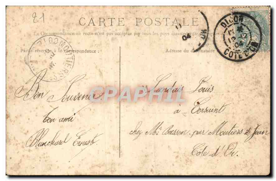 CPA Dijon Entree du Quartier d'Infanterie de Ligne  — Rückseite