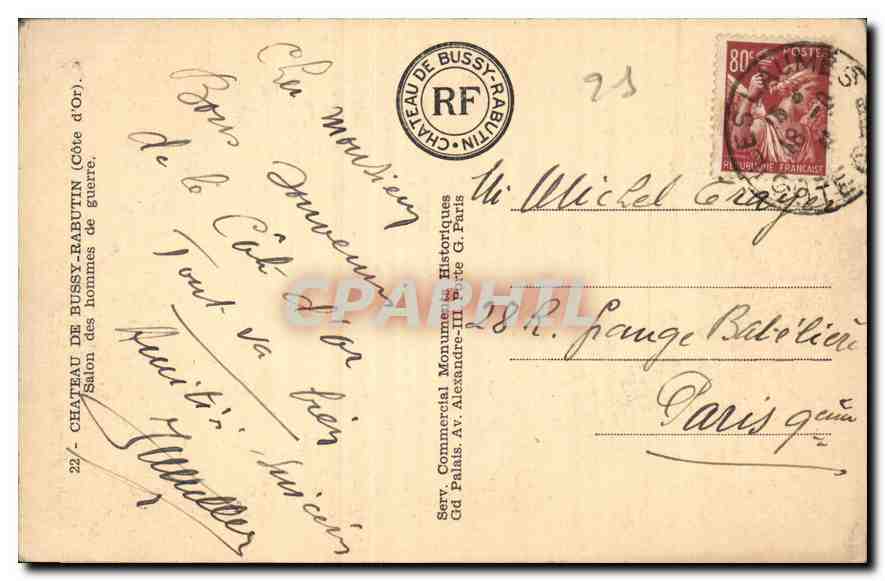 Salon des hommes de guerre — Château de Bussy-Rabutin — éditeur : Commerciaux Gd Palais — Rückseite