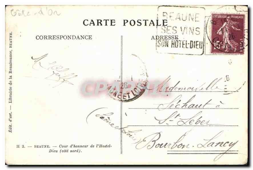 CPA Beaune Cour d'honneur de l'Hostel Dieu cote nord  — Rückseite