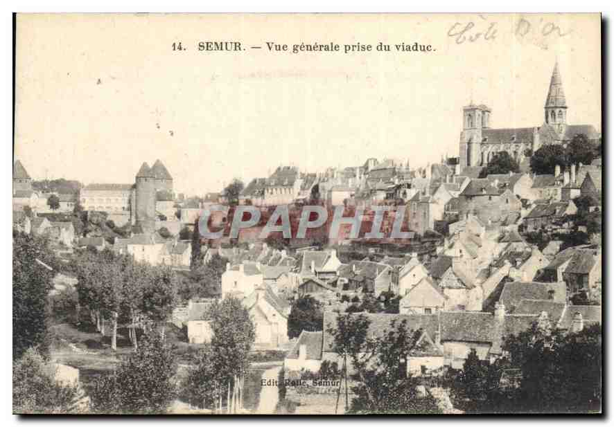 CPA Semur Vue generale prise du Viaduc 