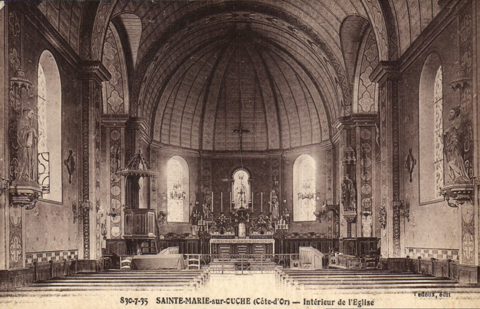 Sainte-Marie-sur-Cuiche (Côte-d'Or) — Intérieur de l'Église — Tedoux, édit. n° 830-735