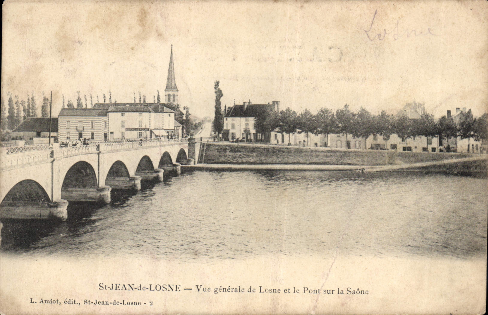 CPA St Jean de Losne Vue generale de Losne et le Pont sur la Saone 