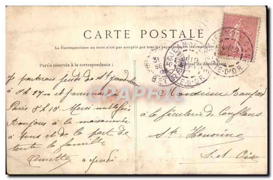 CPA St Jean de Losne Vue generale de Losne et le Pont sur la Saone  — Rückseite