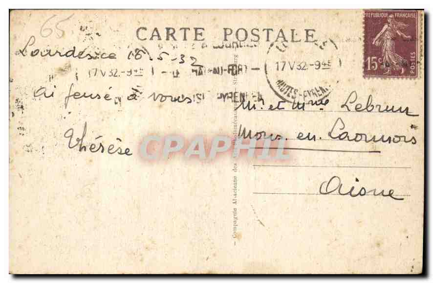 CPA Lourdes La Basilique et le Gave  — Verso