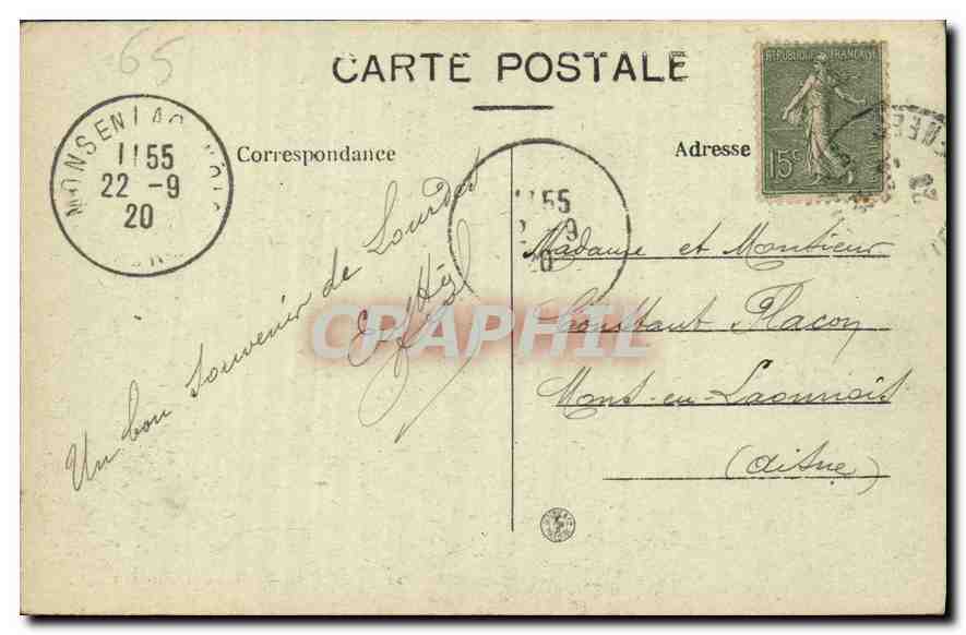 CPA Lourdes Le Lac  — Verso