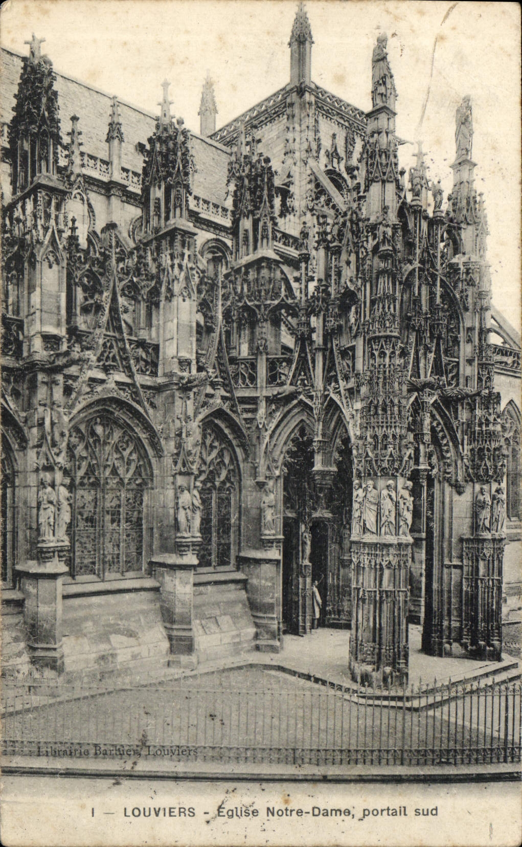 Louvières - Église Notre-Dame, portail sud — Librairie Barthé, Louviers