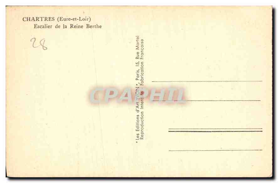 CPA Chartres Eure et Loir Escalier de la Reine Berthe  — Verso