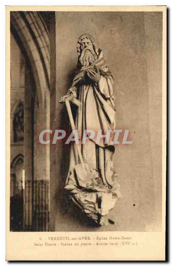 Saint Fiscre - Statue en pierre - Église Notre-Dame - Verneuil-sur-Avre