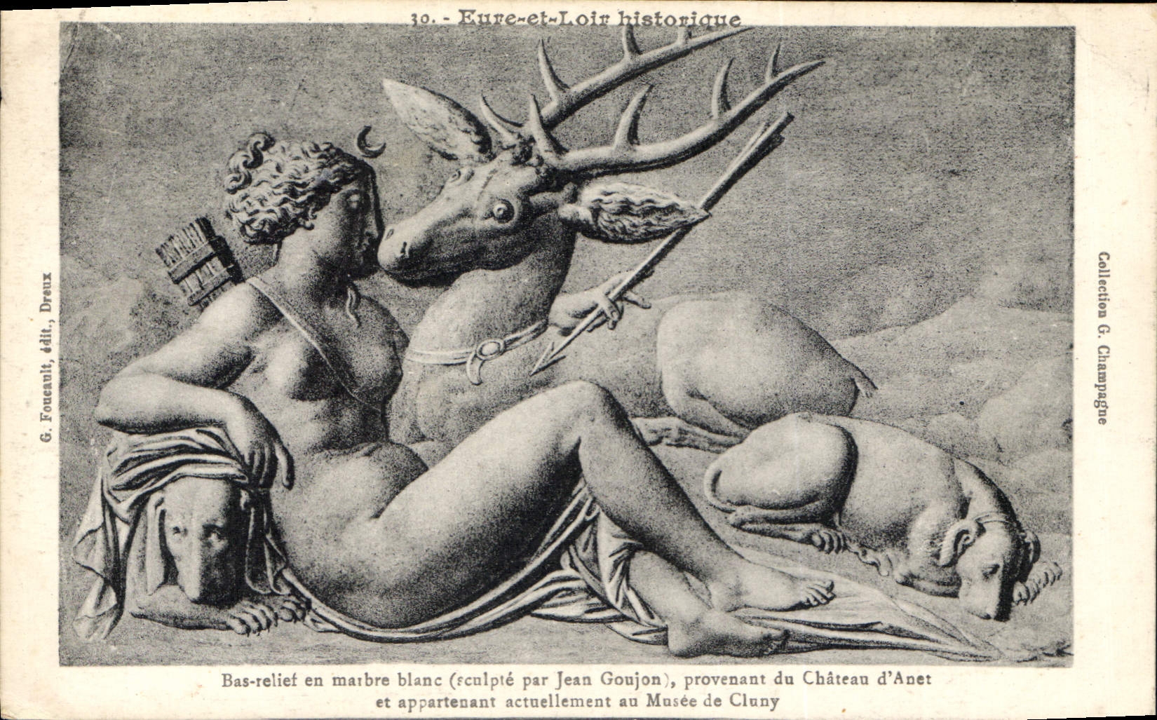 Bas-relief de Diane et le cerf — Eure-et-Loir historique — G. Foucault, édit., Dreux