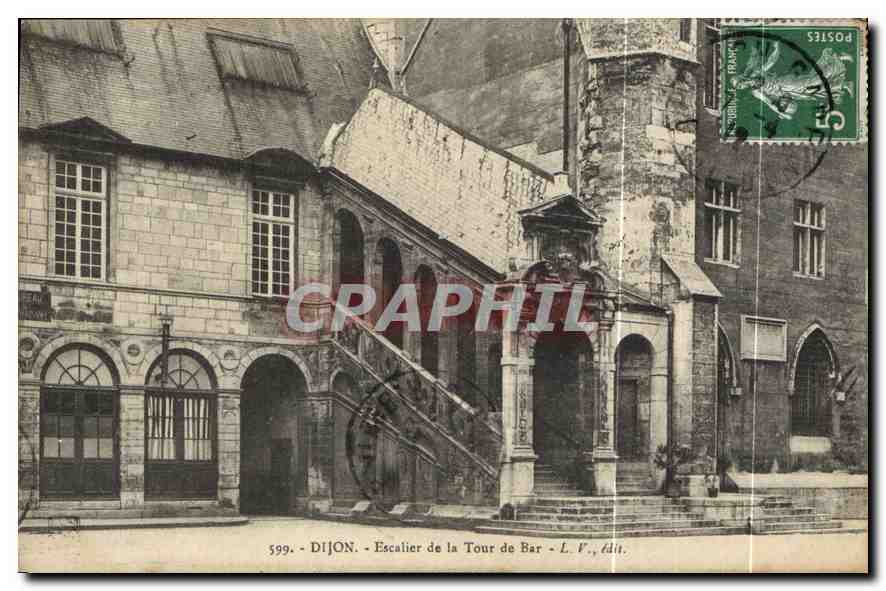 CPA Dijon Escalier de la Tour de Bar 