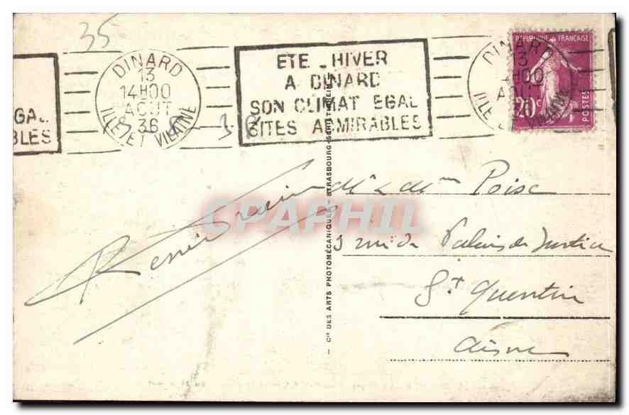 Dinard - La Promenade des Alliés et la Pointe du Moulinet — CPA n°50, éditeur GA. BLES — Rückseite