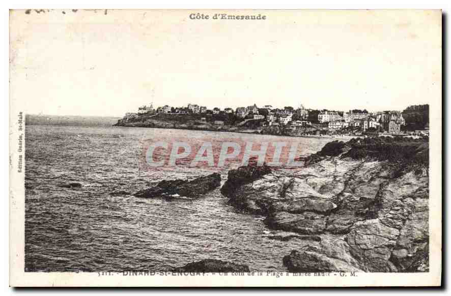 Dinard-St-Enogat — Côté d'Emesande — Vue du coin de la plage à marée haute — G. M. — Éditions Ouarde, St-Malo