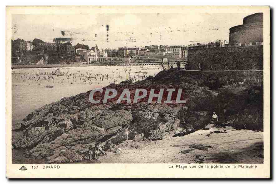 CPA Dinard La Plage vue de la pointe de la Malouine 