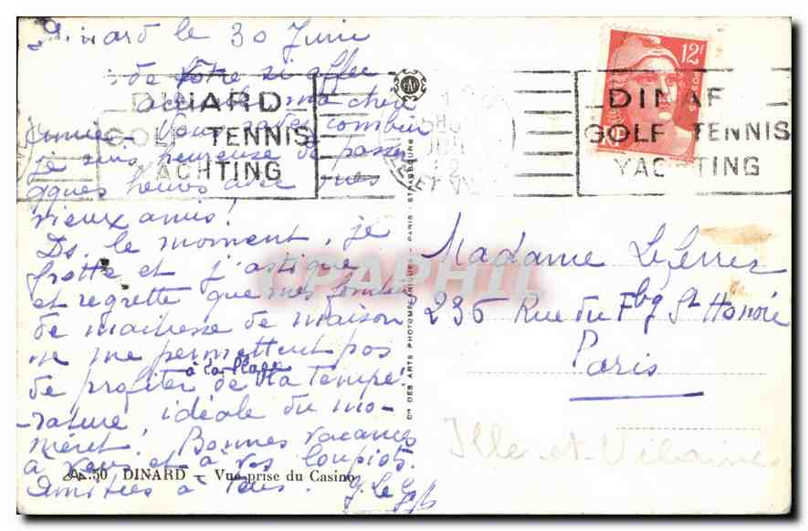 Dinard — Vue prise du Casino — C.A.P. n°30 — Rückseite