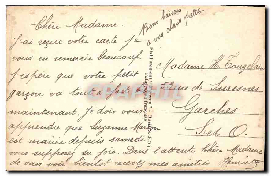 CPA Femme — Verso