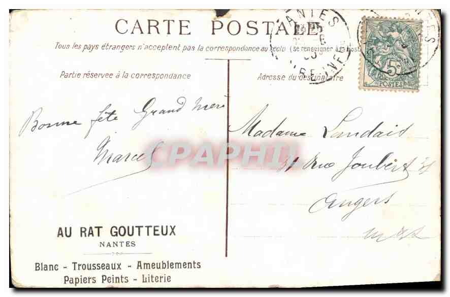 CPA Au Rat Goutteux Nantes  — Back