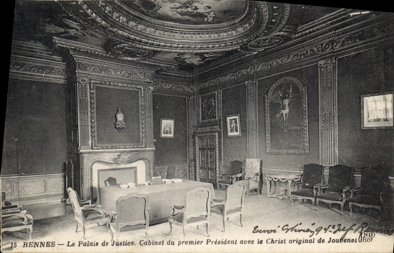CPA Rennes Le Palais de Justice Cabinet du premier President avec le Christ original de Jouvenet 