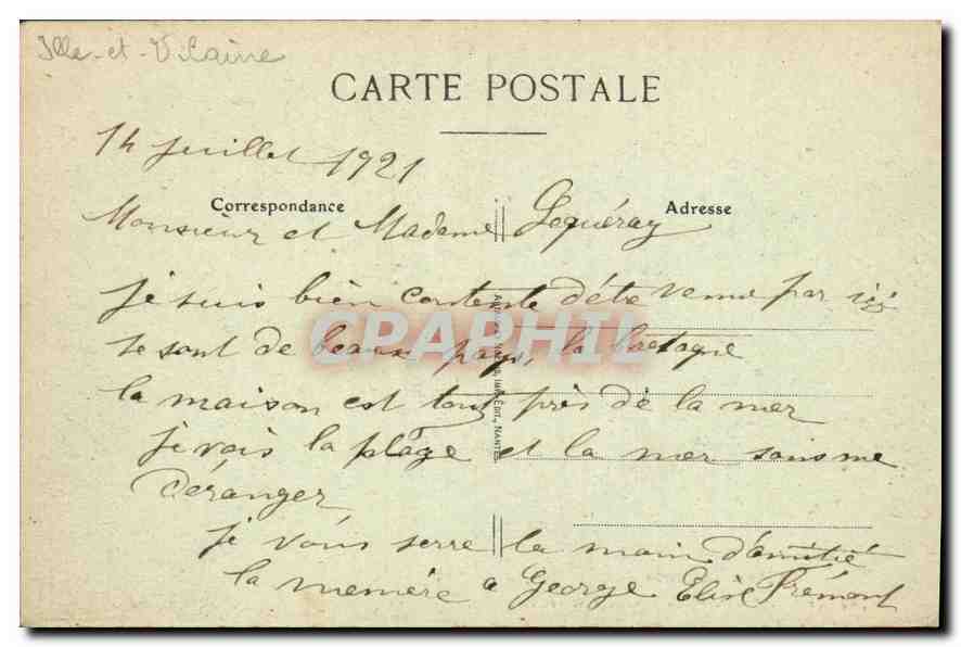CPA St Lunaire Le Decolle a maree basse  — Rückseite