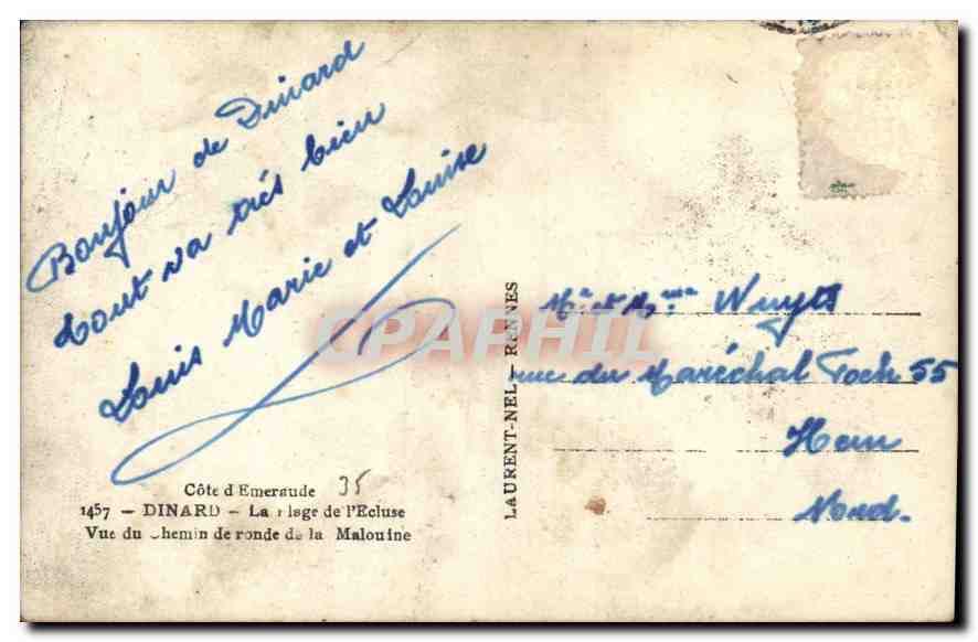 Côte d'Emeraude — Vue du chemin de la Malouine — Loïc — Verso