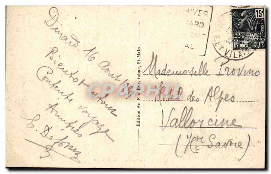 Dinard - La Pointe de la Malouine — Édition Au Klindt, talabac, St-Malo — n°6 — Rückseite