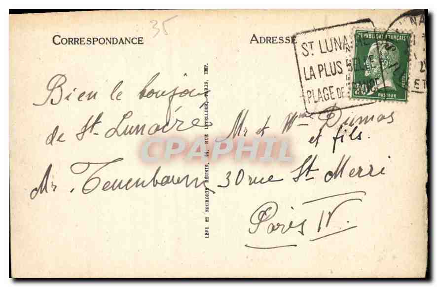 CPA Saint Lunaire Les Rochers  — Rückseite